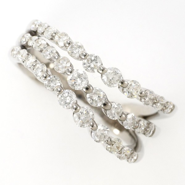 【素材】 K18/ホワイトゴールド 【石目】 天然ダイアモンド 0.92ct 【総重量】 約5.1g 【サイズ】 約12号 【最大幅】 約9mm 【サイズ直し】 不可 【付属品】 カード式鑑別書(ジェ