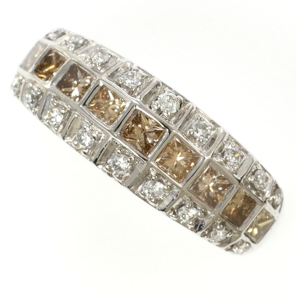 【素材】 K18/ホワイトゴールド 【石目】 天然ダイアモンド 計1.00ct 【総重量】 約4.3g 【サイズ】 約15号 【最大幅】 約7mm 【サイズ直し】 不可 【付属品】 カード式鑑別書(ジ