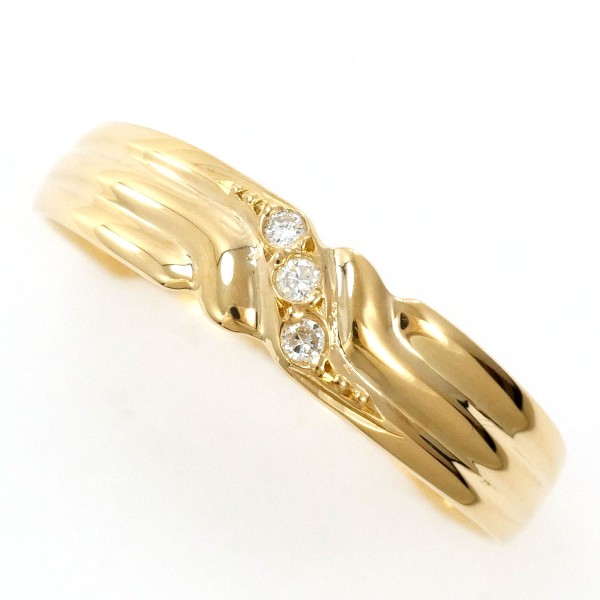 【素材】 K18/イエローゴールド 【石目】 ダイヤ 0.02ct 【総重量】 約1.0g 【サイズ】 約11号 【最大幅】 約4mm 【サイズ直し】 2サイズは可能(3万円以上は無料・歪みの可能性あ