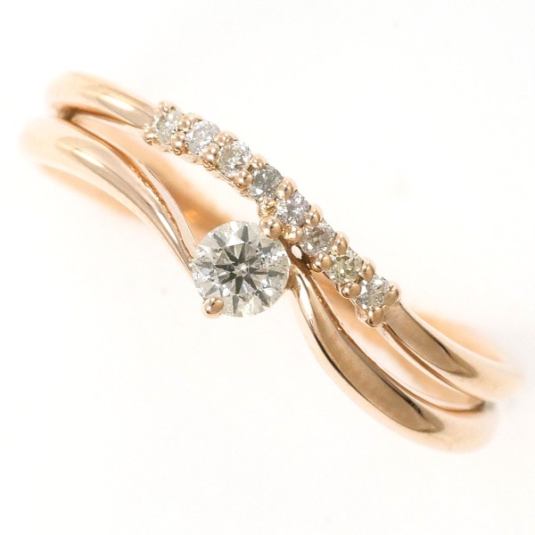 【素材】 K10/ピンクゴールド 【石目】 ダイヤ 0.15ct 【総重量】 約1.6g 【サイズ】 約11号 【最大幅】 約5mm 【サイズ直し】 不可 【付属品】 なし 【商品の状態】 新品仕上げ