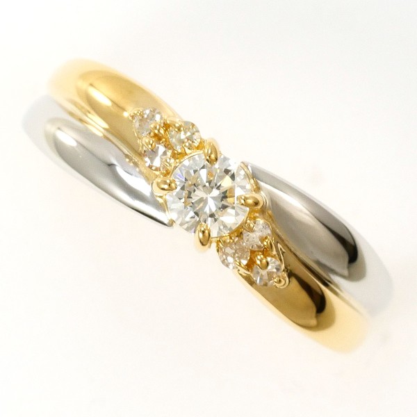 【素材】 PT900/プラチナ K18/イエローゴールド 【石目】 ダイヤ 0.25ct 【総重量】 約2.5g 【サイズ】 約11号 【最大幅】 約5mm 【サイズ直し】 不可 【付属品】 なし 【