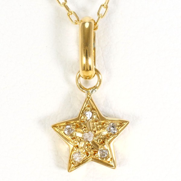 【素材】 K18/イエローゴールド 【石目】 ダイヤ 0.03ct 【総重量】 約1.8g 【サイズ】 トップ：全長 約15×6mm(トップとチェーン取り外し可) チェーン：全長 約45cm(フリーア