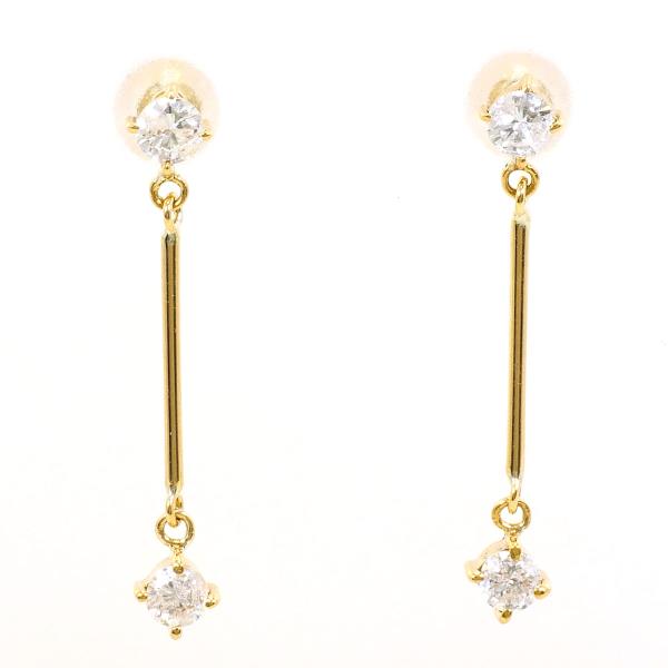【素材】 K18/イエローゴールド 【石目】 ダイヤ 0.25ct ×2 【総重量】 約1.0g 【付属品】 なし 【商品の状態】 新品仕上げ済み ※ご注文前にご確認ください※ ・再生ジュエリーの為す