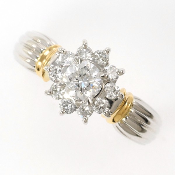 【素材】 PT900/プラチナ K18/イエローゴールド 【石目】 天然ダイアモンド 0.25ct 0.33ct クラリティー：SI2 カラー：G カット：Good 【総重量】 約6.0g 【サイズ】